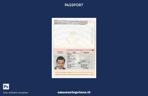 modello di passaporto bulgaro in stile verificato